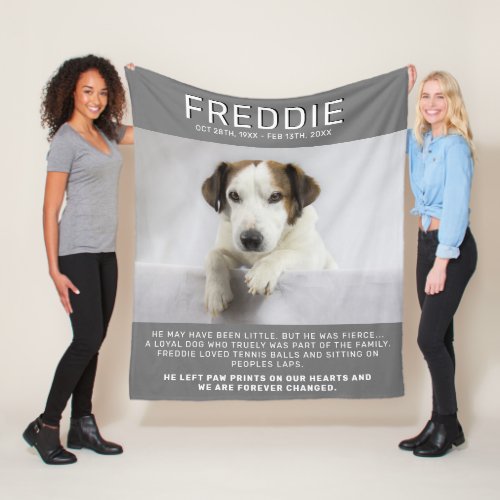 Modern Pet Tribute Photo Keepsake Fleece Blanket