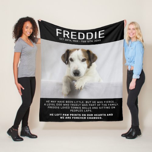 Modern Pet Tribute Photo Keepsake Fleece Blanket