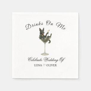  Modern Pet Wedding Napkins, Drinks On Us Fun Dog  Napkins