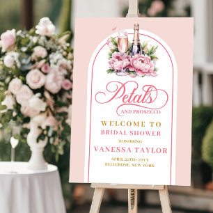 Modern petals and prosecco gold event signage foam board