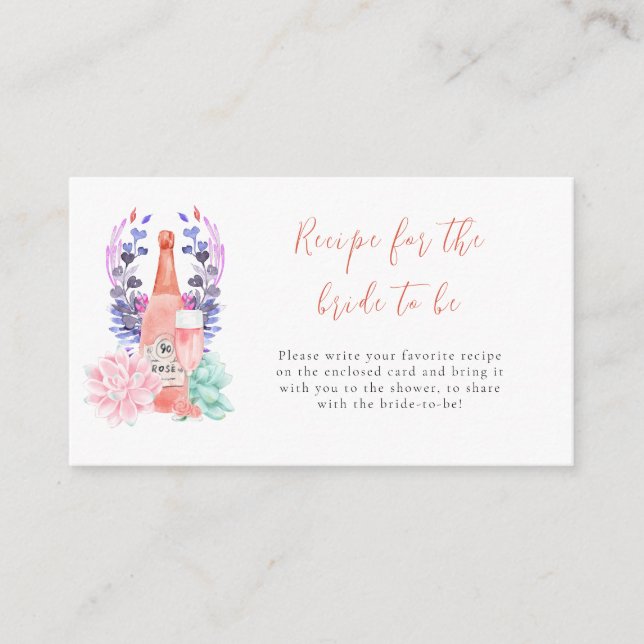 Modern Petals & Prosecco Bridal Shower Recipe Enclosure Card (Front)