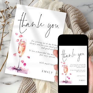Modern Petals Prosecco Bridal Shower Thank You Card