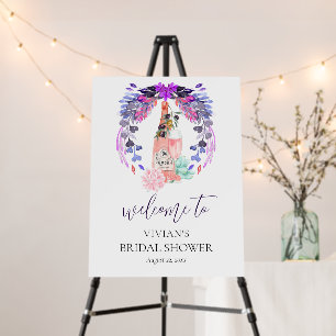 Modern Petals & Prosecco Bridal Shower Welcome Foam Board