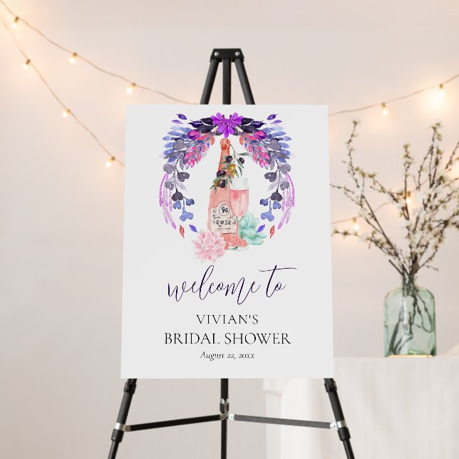 Modern Petals & Prosecco Bridal Shower Welcome Foam Board (In Situ (Stand))