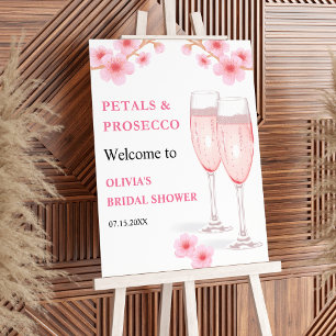 Modern Petals & Prosecco Bridal Shower Welcome Foam Board