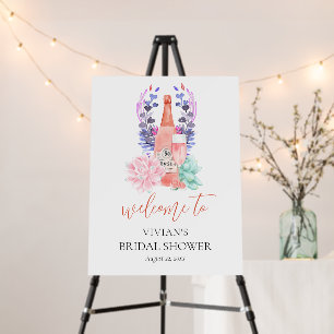 Modern Petals & Prosecco Bridal Shower Welcome Foam Board