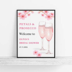 Modern Petals & Prosecco Bridal Shower Welcome Poster