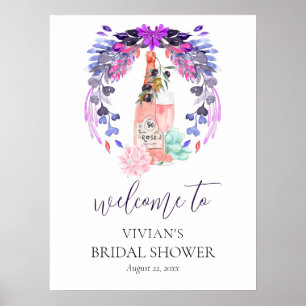 Modern Petals & Prosecco Bridal Shower Welcome Poster