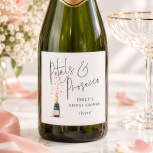 Modern Petals Prosecco Bubbly Bridal Shower Sparkling Wine Label