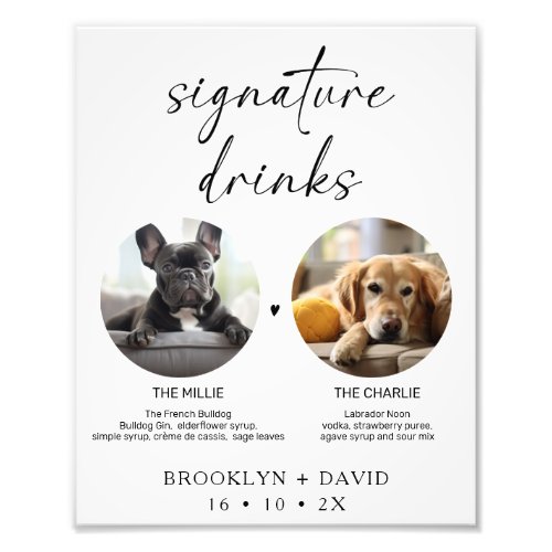 Modern Pets Dog Wedding Signature Drink Sign