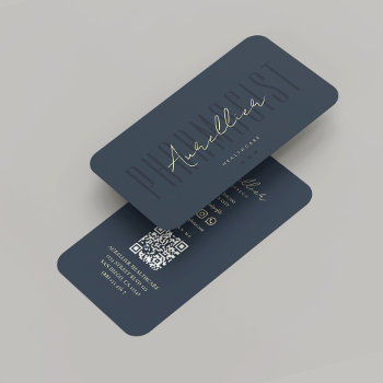 Modern Pharmacist Healthcare Professional Blue Business Card by GOODSY at Zazzle