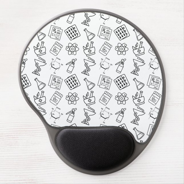 Modern Pharmacy Icons Mouse Pad with Wrist rest (Front)