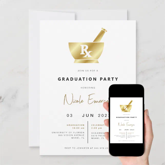 Modern Pharmacy School Graduation Party Invitation Zazzle