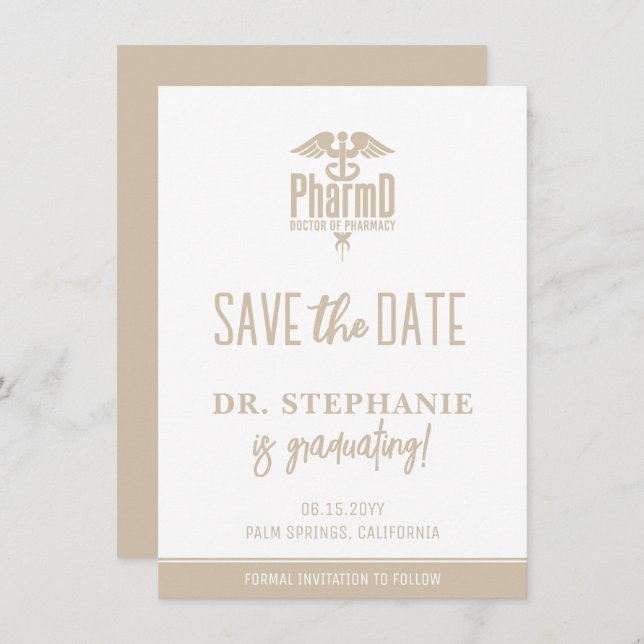 Modern PharmD Doctor Of Pharmacy Graduation Save The Date (Front/Back)