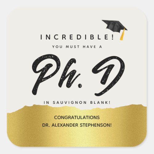Modern PhD Graduation Script Congratulation Party Square Sticker