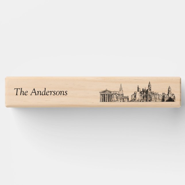 Modern Philadelphia Wedding Guestbook Lawn Game Topple Tower (Front)