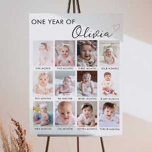 Modern Photo 1st Birthday Milestone Sign