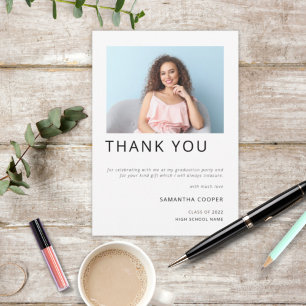 Modern Photo 2024 Graduation White Thank You Card