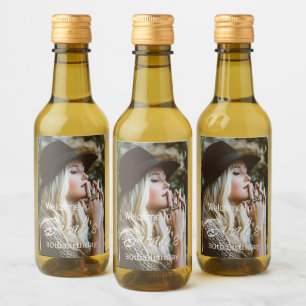 Modern Photo 30th Birthday Party Script Custom  Wine Label