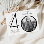 Modern Photo 40th Birthday Invitation<br><div class="desc">Celebrate your milestone 40th birthday with timeless style using this Look Who’s 40 minimalist invitation! Featuring a sleek, modern design this invitation is perfect for those who prefer simplicity with a touch of elegance. Fully customizable, you can easily add your party details to create a personal and sophisticated invite that...</div>