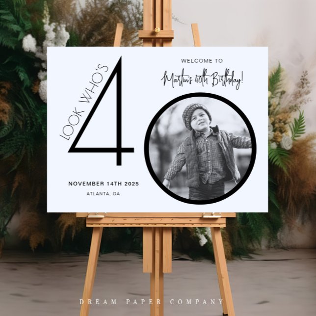 Modern Photo 40th Birthday Welcome Sign (Creator Uploaded)