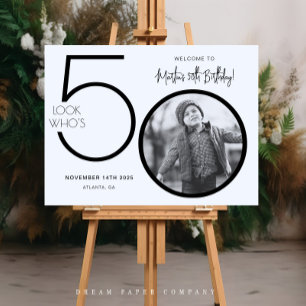 Modern Photo 50th Birthday Welcome Sign