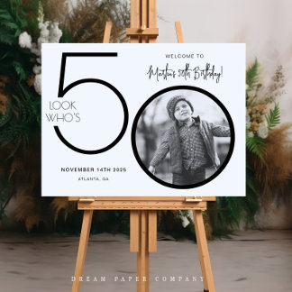 Modern Photo 50th Birthday Welcome Sign