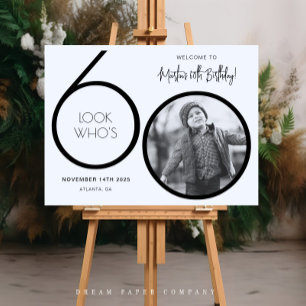 Modern Photo 60th Birthday Welcome Sign
