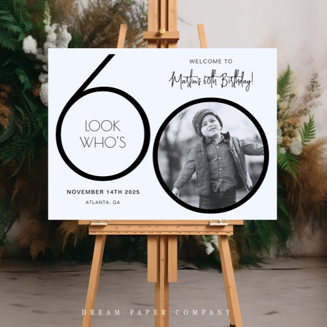 Modern Photo 60th Birthday Welcome Sign (Creator Uploaded)