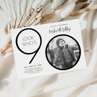 Modern Photo 90th Birthday Invitation