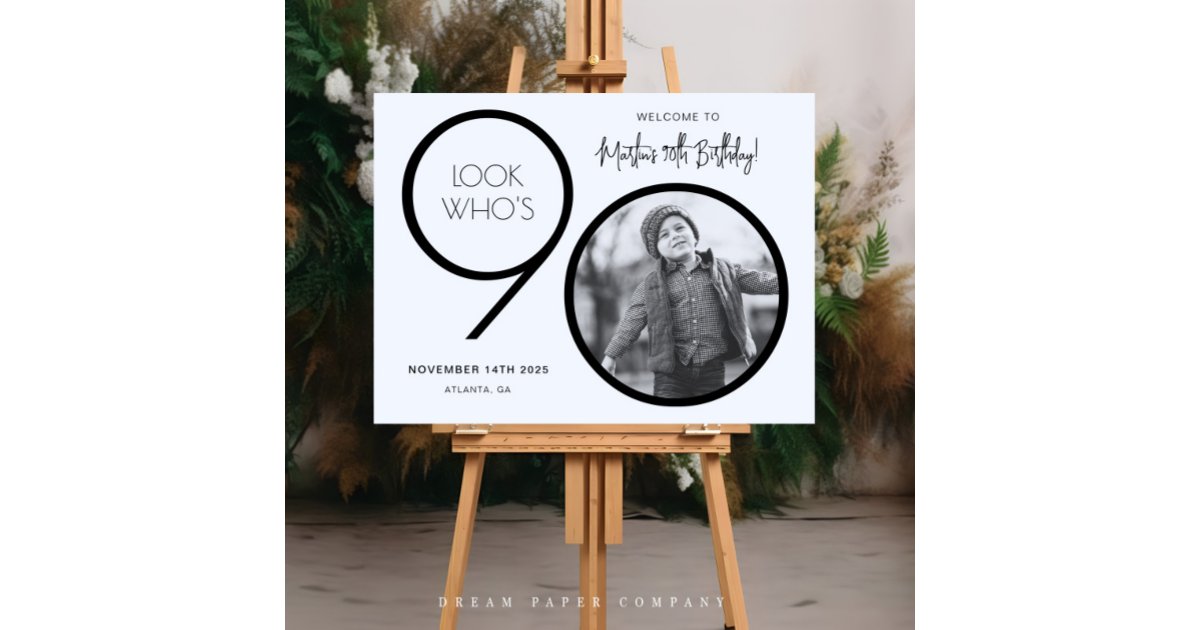 Modern Photo 90th Birthday Welcome Sign | Zazzle