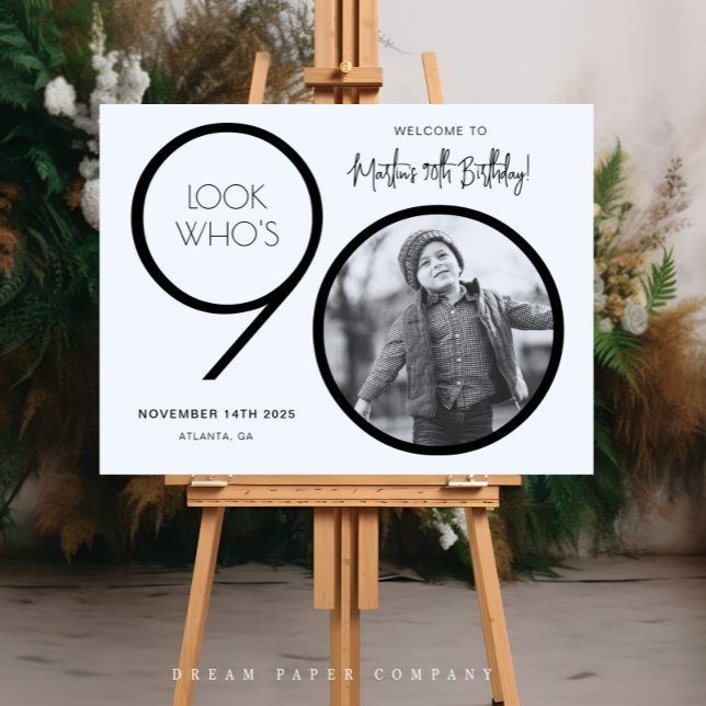Modern Photo 90th Birthday Welcome Sign (Creator Uploaded)