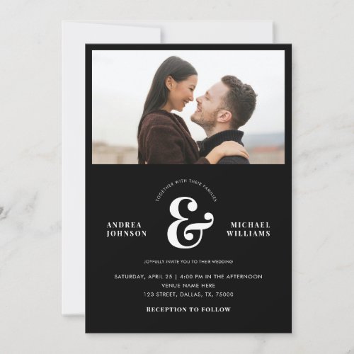 Modern Photo  Ampersand Minimalist Simple Wedding Invitation