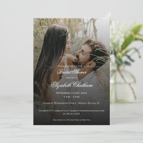 Modern Photo and Black Overlay Bridal Shower Invitation