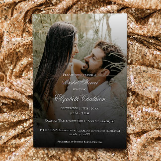 Modern Photo and Black Overlay Bridal Shower Invitation