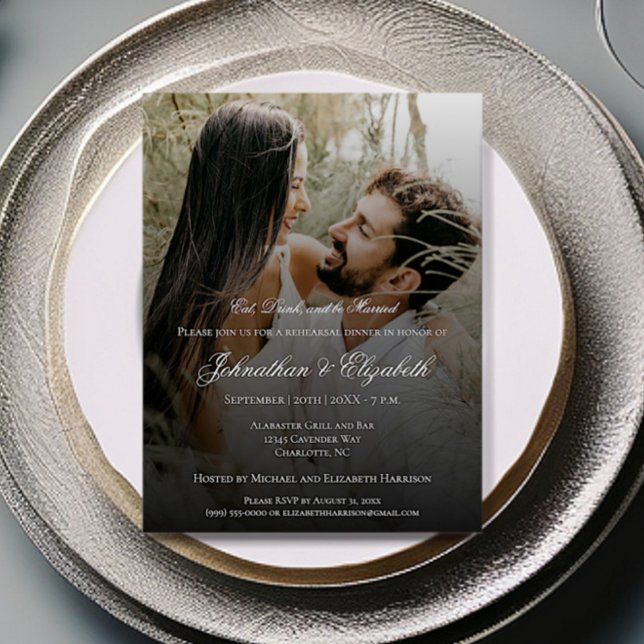 Modern Photo and Black Overlay Rehearsal Dinner Invitation (Modern Photo and Black Overlay Rehearsal Dinner Invitation)