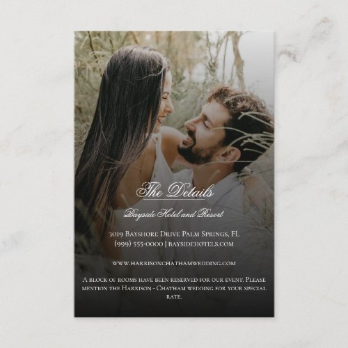 Modern Photo and Black Overlay Wedding Enclosure Card