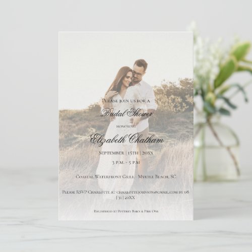 Modern Photo and Overlay Bridal Shower Invitation