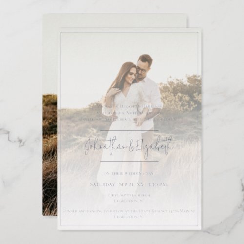 Modern Photo and Overlay Wedding Foil Invitation