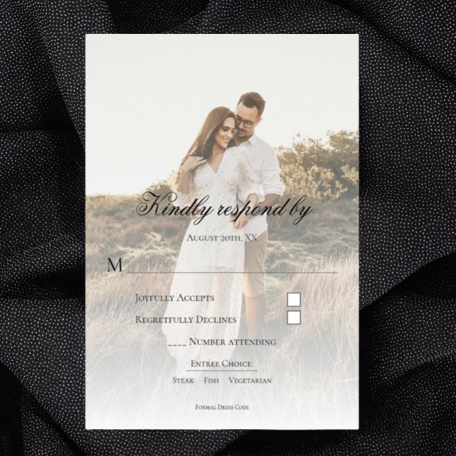 Modern Photo and Overlay Wedding RSVP Card (Modern Photo and Overlay Wedding RSVP)