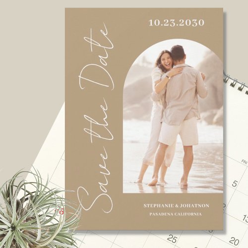 Modern Photo Arch Beige Photo Save The Date