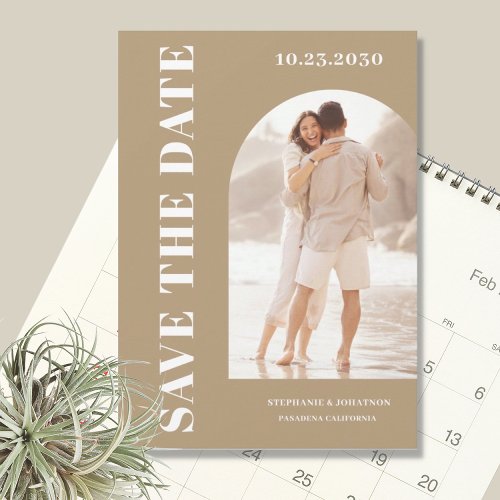 Modern Photo Arch Beige Save The Date