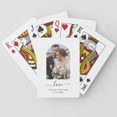 Modern Photo Arch  Black and White Love Playing Cards