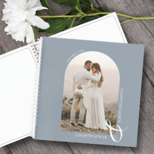 Modern Photo Arch Dusty Blue Wedding Guest Book