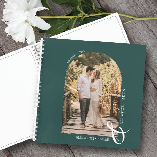 Modern Photo Arch Emerald Green Wedding Guest Book