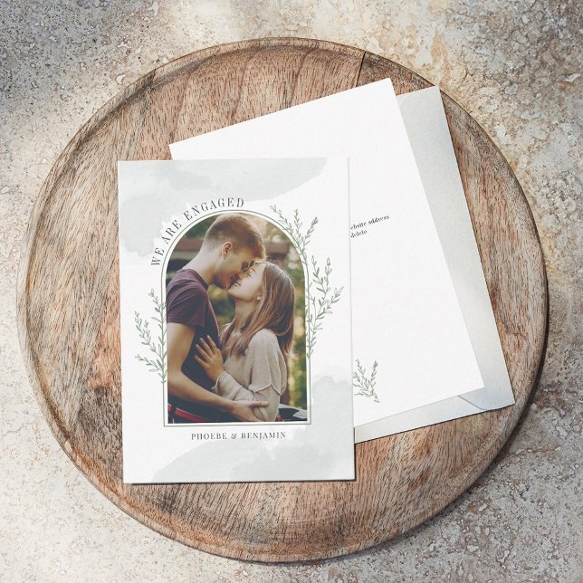 Modern Photo Arch Engagement Save The Date Note Card (Wedding photo Arch Botanical Save the Date Announcement)