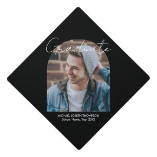 Modern Photo Arch Graduation Black Cap Topper