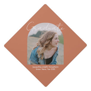 Modern Photo Arch Graduation Terracotta  Cap Topper