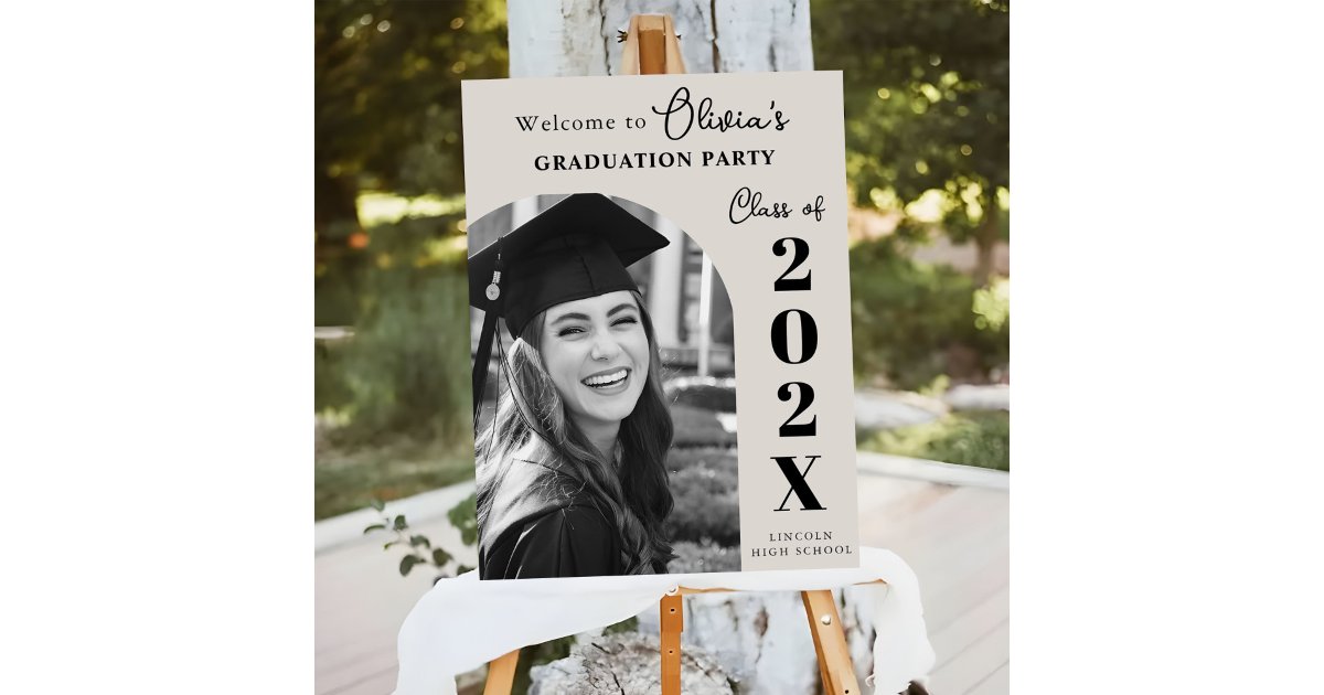 Grad Welcome Sign Modern Photo Arch Graduation Welcome Sign | Zazzle