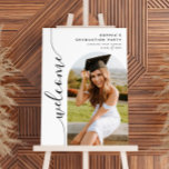 Modern Photo Arch Graduation Welcome Sign<br><div class="desc">Celebrate the grad with this modern graduation party welcome sign featuring an arch shaped photo frame and elegant vertical calligraphy script.</div>